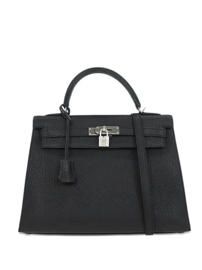 Pre-owned Hermes 2008 32 Kelly Sellier Two-way Tote Bag In Black