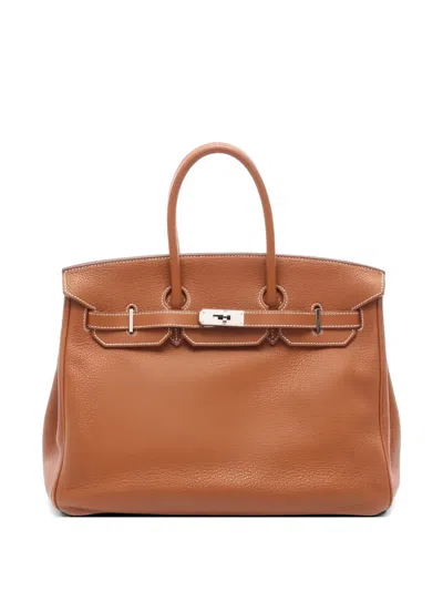 Pre-owned Hermes 2008 35 Birkin Leather Tote Bag In Brown