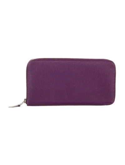 Pre-owned Hermes 2008 Azap Long Wallet In Purple