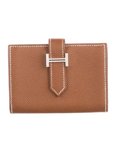 Pre-owned Hermes 2008 Bearn Cardholder In Brown