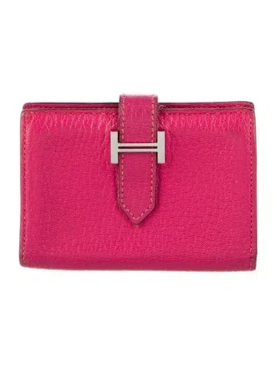 Pre-owned Hermes 2008 Bearn Cardholder In Pink