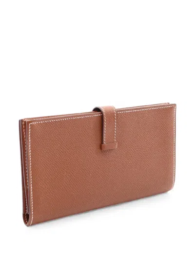 Pre-owned Hermes 2008 Bearn Leather Wallet In Brown