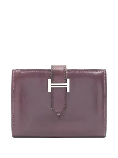 Pre-owned Hermes 2008 Bearn Mini Leysin Card Case In Purple