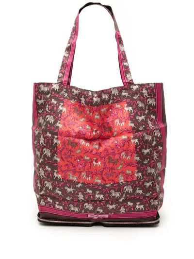 Pre-owned Hermes 2008 Chasse En Inde Silky Pop Tote Bag In Pink