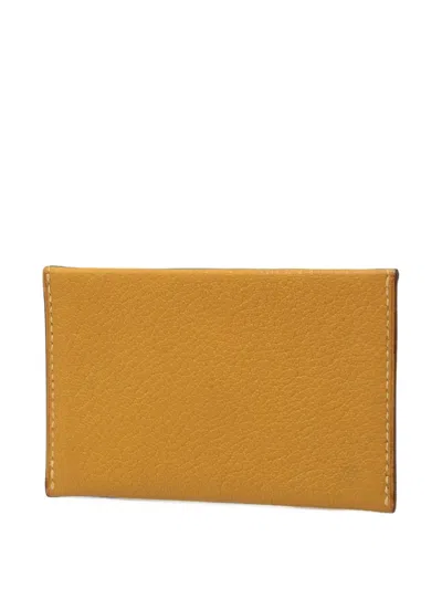 Pre-owned Hermes 2008 Chevre Mysore Envelope Pouch Card Holder In Yellow
