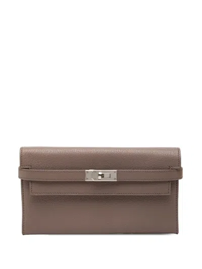 Pre-owned Hermes 2008 Chevre Mysore Kelly Longue Wallet Long Wallets In Brown