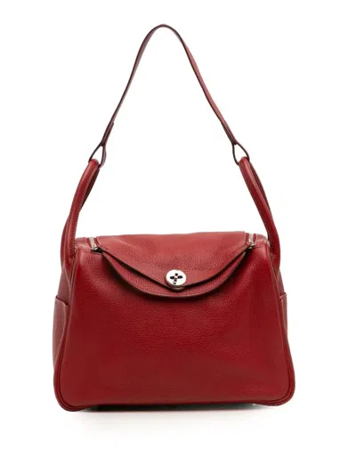 Pre-owned Hermes 2008 Clemence Lindy 30 Shoulder Bag In Red