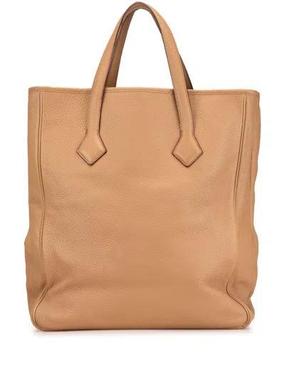 Pre-owned Hermes 2008 Clemence Victoria Ii Cabas 35 Tote Bag In Brown