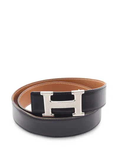 Pre-owned Hermes 2008 Constance H-belt Reversible Belt In Black