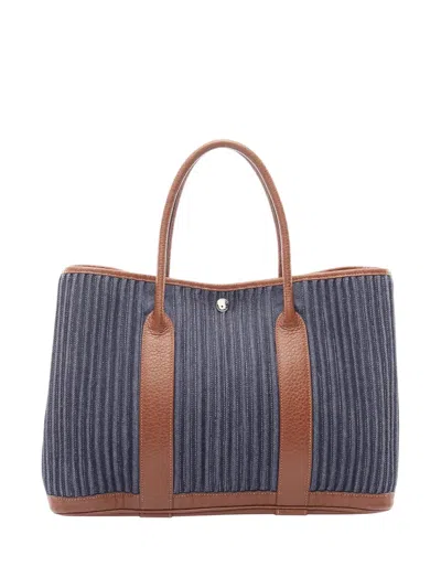 Pre-owned Hermes 2008 Denim And Negonda Garden Party 36 Tote Bag In Blue