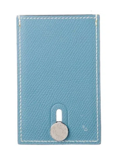 Pre-owned Hermes 2008 Diabolo Cardholder In Blue