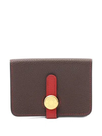 Pre-owned Hermes 2008 Dogon Leather Card Case In Brown