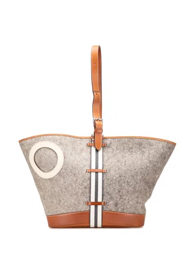 Pre-owned Hermes 2008 Felt Camails Bucket Bag In Brown