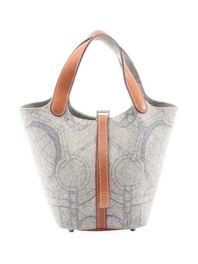 Pre-owned Hermes 2008 Feutre Swift Picotin Pm Feutre Leather Feutre / Swift Leather Gray Brown Fauve Used Women Handb