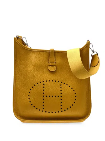 Pre-owned Hermes 2008 Gm Taurillon Evelyne Shoulder Bag In Yellow