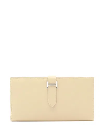 Pre-owned Hermes 2008 Parshman Wallet In Neutral