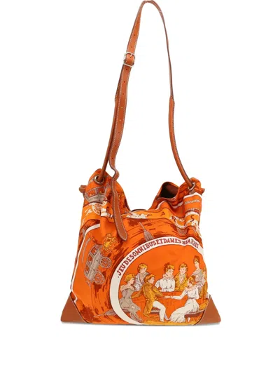 Pre-owned Hermes 2008 Silk City Shoulder Bag In Orange