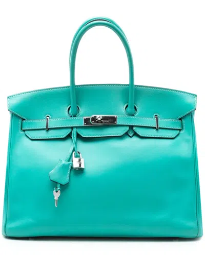 Pre-owned Hermes 2008 Swift Birkin Retourne 35 Handbag In Blue