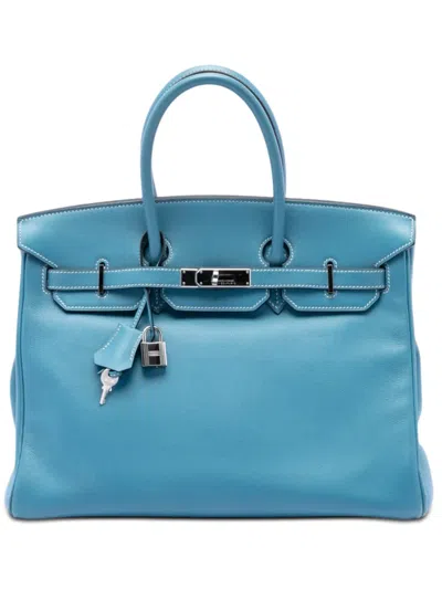 Pre-owned Hermes 2008 Swift Birkin Retourne 35 Handbag In Blue