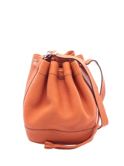 Pre-owned Hermes 2008 Taurillon Clemence Market Pm Bucket Bag In Orange