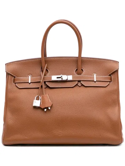 Pre-owned Hermes 2008 Togo Birkin Retourne 35 Handbag In Brown