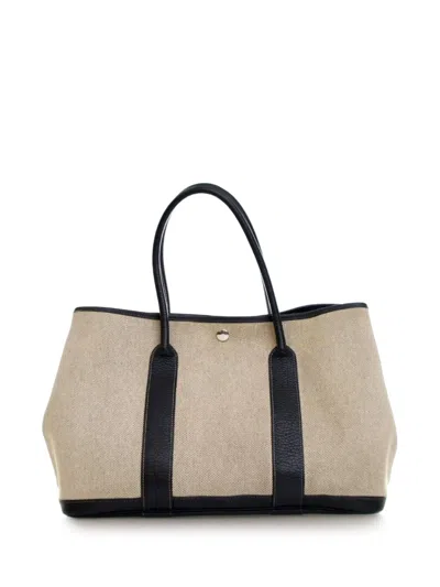 Pre-owned Hermes 2008 Toile And Buffle Skipper Garden Party 36 Tote Bag