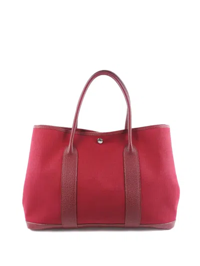 Pre-owned Hermes 2008 Toile And Negonda Garden Party 36 Tote Bag In Red