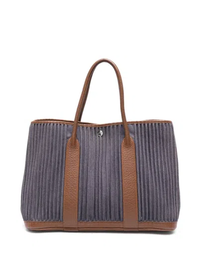 Pre-owned Hermes 2008s Garden Party Tote Bag In Blue