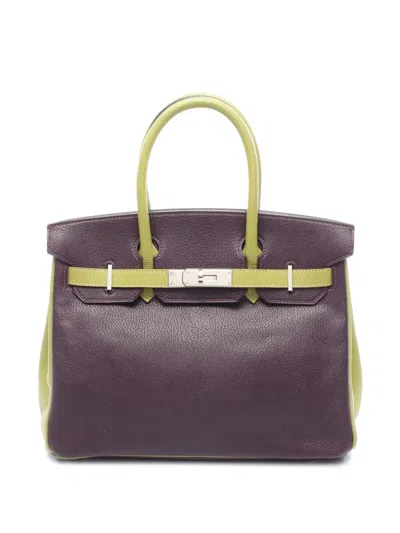 Pre-owned Hermes 2009 Bicolor Chevre Mysore Birkin 30 Handbag In Green