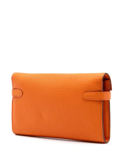 Pre-owned Hermes 2009 Chevre Mysore Kelly Longue Wallet Long Wallets In Orange