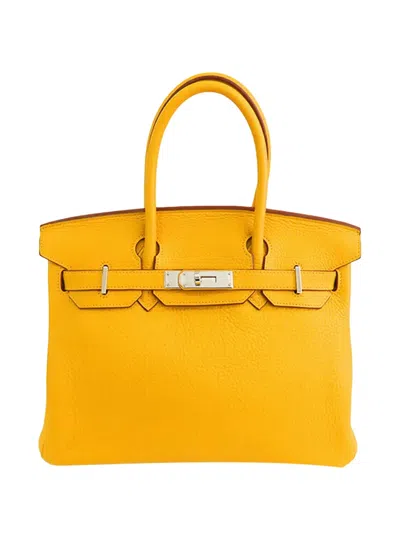 Pre-owned Hermes 2009 Clemence Birkin Retourne 30 Handbag In Yellow