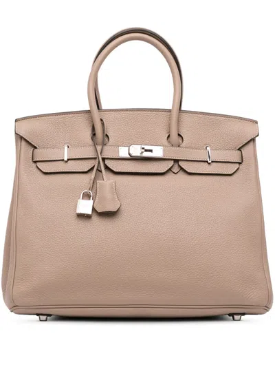 Pre-owned Hermes 2009 Clemence Birkin Retourne 35 Handbag In Brown