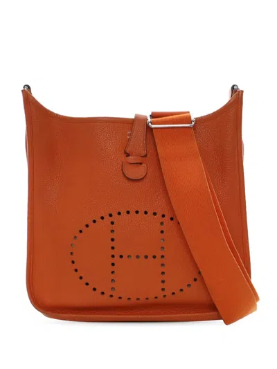 Pre-owned Hermes 2009 Clemence Evelyne Iii 29 Crossbody Bag In Orange