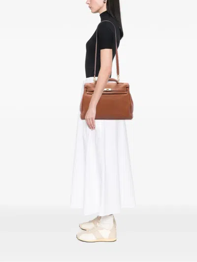 Pre-owned Hermes 2009 Clemence Kelly Ii Retourne 35 Satchel In Brown