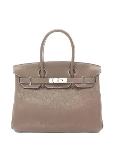Pre-owned Hermes 2009 Clemence Leather Birkin 30 Handbag In Brown