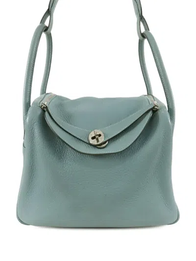 Pre-owned Hermes 2009 Clemence Lindy 30 Shoulder Bag In Blue