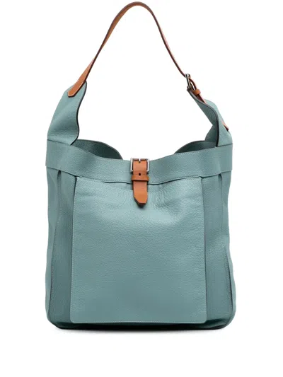 Pre-owned Hermes 2009 Clemence Marwari Pm Shoulder Bag In Blue