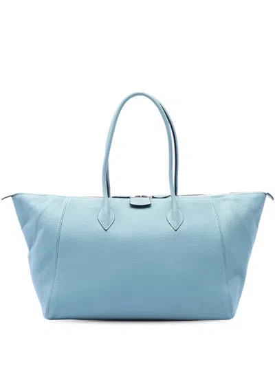 Pre-owned Hermes 2009 Clemence Paris Bombay 40 Tote Bag In Blue