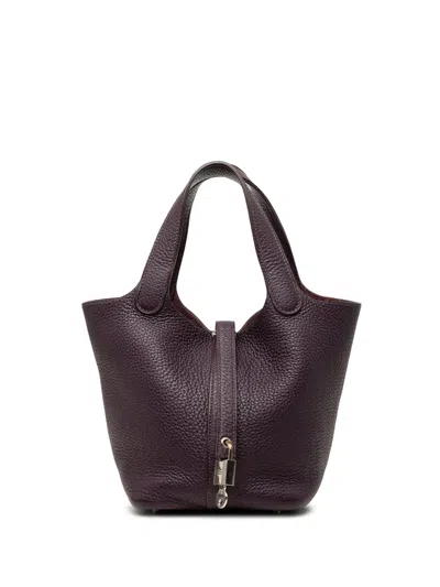 Pre-owned Hermes 2009 Clemence Picotin Lock 18 Handbag In Purple