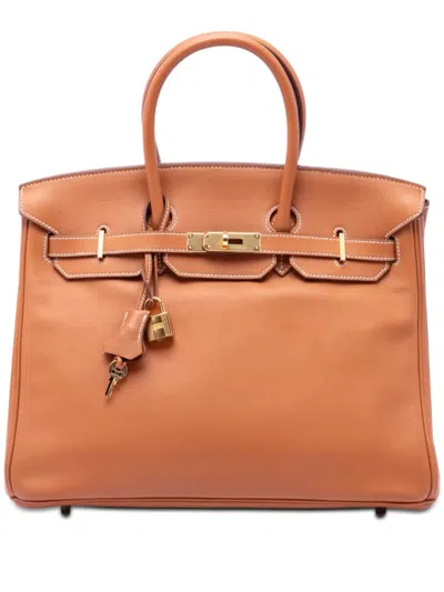 Pre-owned Hermes 2009 Courchevel Birkin Retourne 35 Satchel In Brown