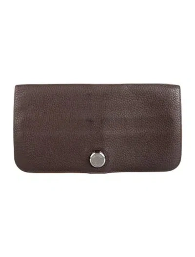 Pre-owned Hermes 2009 Dogon Long Wallet In Brown