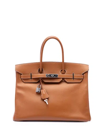 Pre-owned Hermes 2009 Epsom Birkin Retourne 35 Handbag In Brown