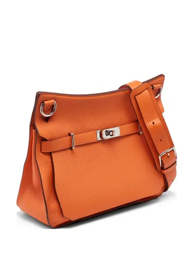 Pre-owned Hermes 2009 Jypsiere Leather Cross Body Bag In Orange