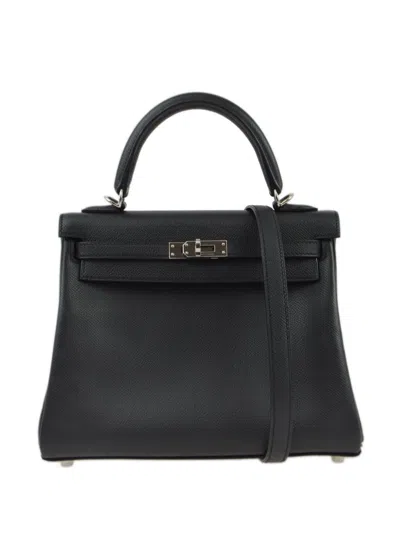 Pre-owned Hermes 2009 Kelly 25 Retourne Two-way Handbag In Black