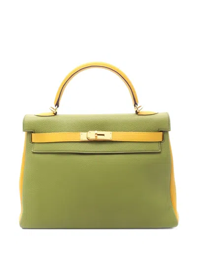 Pre-owned Hermes 2009 Kelly 32 Tote Bag In Green