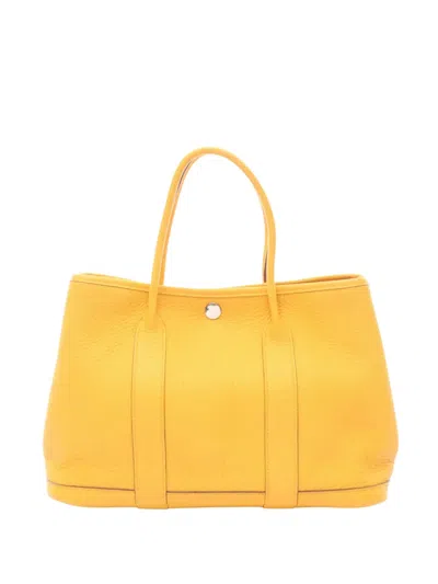Pre-owned Hermes 2009 Negonda Garden Party 30 Tote Bag In Yellow