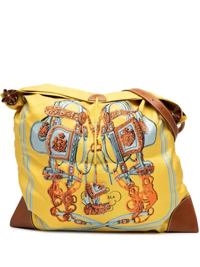 Pre-owned Hermes 2009 Silk And Barenia Brides De Gala Silky City 38 Crossbody Bag In Brown