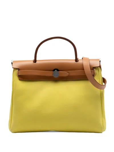Pre-owned Hermes 2009-2026 Toile Herbag Zip 31 Satchel In Yellow