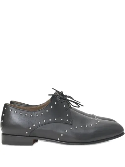 Pre-owned Hermes 200mm Oxfords Studded Loafers In Black