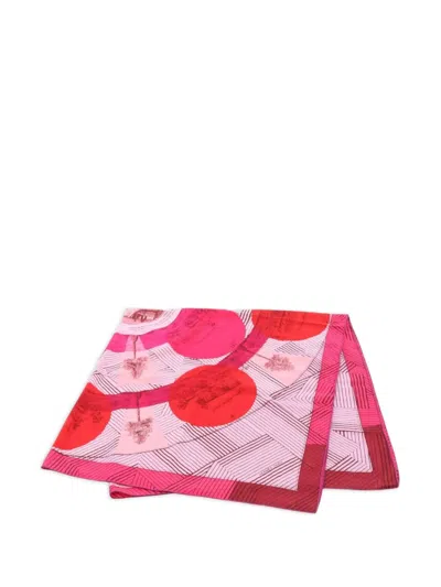 Pre-owned Hermes 200s Jeu Des Omnibus Et Dames Blanches Silk Scarf